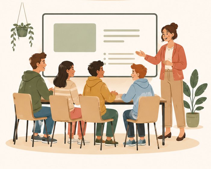 María impartiendo un taller grupal sobre desarrollo infantil